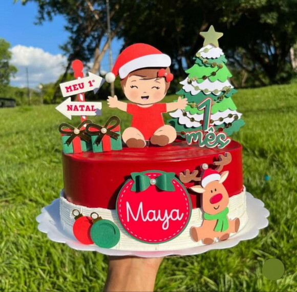 Arquivo de Corte Topo de Bolo Meu Primeiro Natal Menina