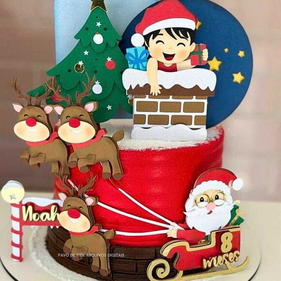 Arquivo de Corte Topo de Bolo Natal - Menino Chaminé Studio
