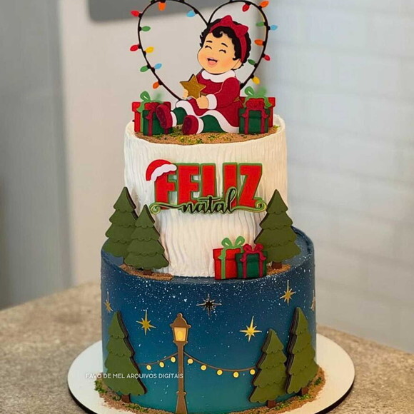 Arquivo de Corte Topo de Bolo Natal Menina Bebê Studio