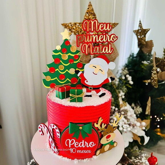 Arquivo de Corte Topo de Bolo Meu Primeiro Natal Papai Noel