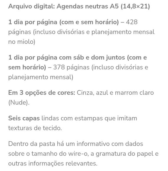 Arquivo Digital Agenda Neutra 2026 Datada 1dpp A5