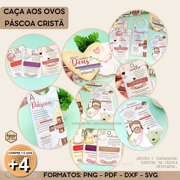 Arquivo Digital Caça aos Ovos Páscoa Cristã pdf Dxf Svg Png
