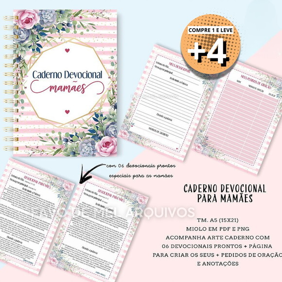 Arquivo Digital Caderno Devocional para Mães pdf Png