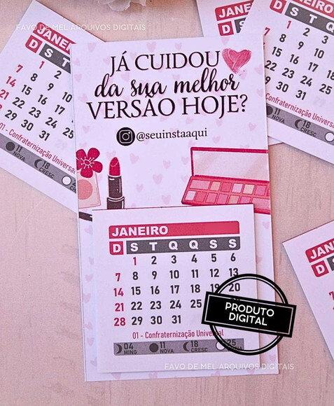 Arquivo Digital Calendário de Geladeira Maquiadora Png pdf