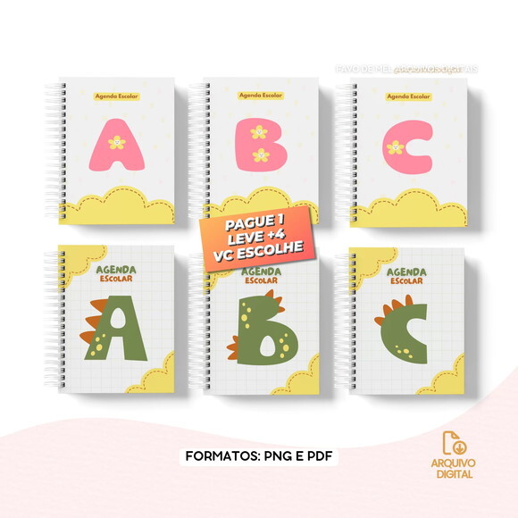 Arquivo Digital Capas para Agenda Escolar Alfabeto pdf Png