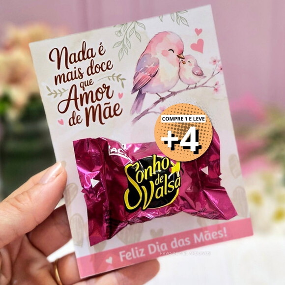 Arquivo Digital Card Bombom Dia das Mães pdf Png