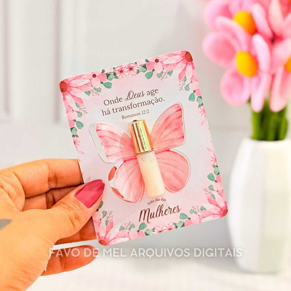 Arquivo Digital Card Gloss Borboleta Dia da Mulher Cristã