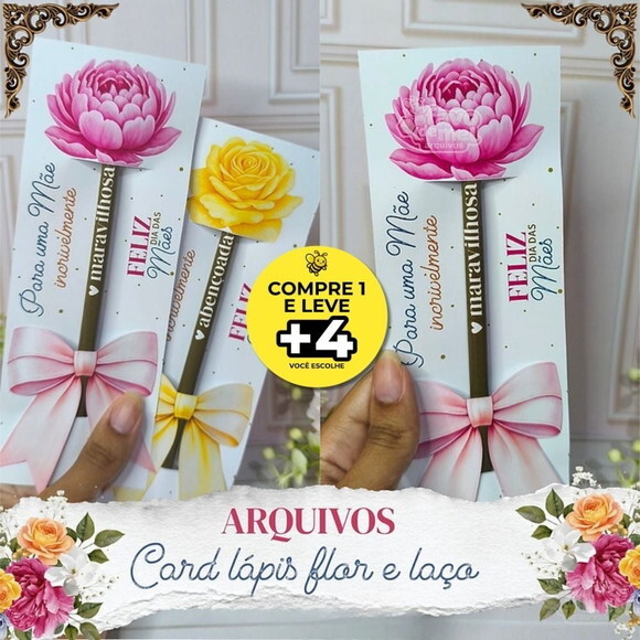 Arquivo Digital Card Lápis Dia das Mães - Link Canva