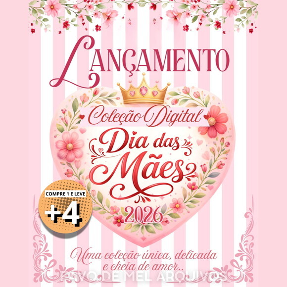 Arquivo Digital Coleção Dia das Mães 2026 Png pdf Svg Studio