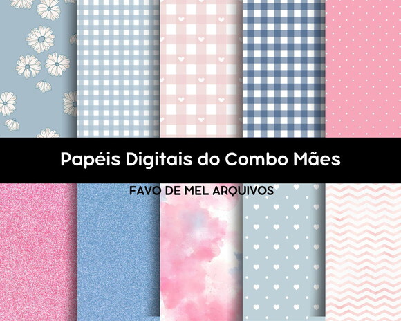 Arquivo Digital Combo Dia das Mães Aquarela Png com Papéis