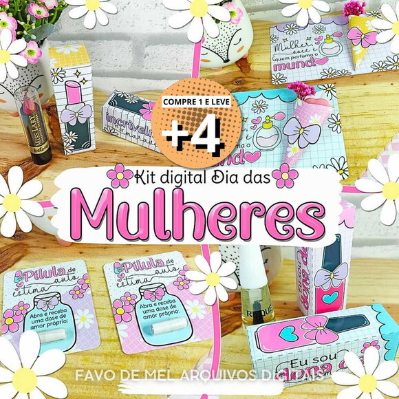 Arquivo Digital Dia da Mulher 2023 Mimos Prontos Png Dxf Jpg