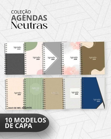 Arquivo Digital Encadernação Agendas Neutras 2026 pdf Png