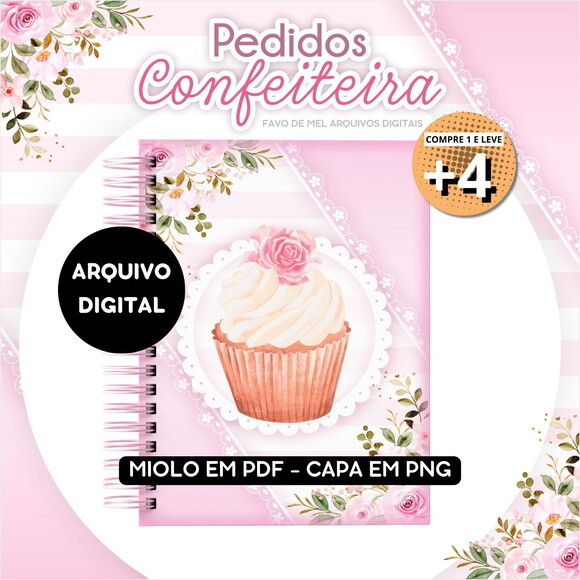 Arquivo Digital Encadernação Caderno de Pedidos Confeitaria