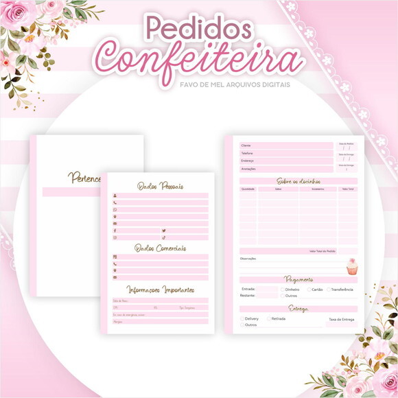 Arquivo Digital Encadernação Caderno de Pedidos Confeitaria