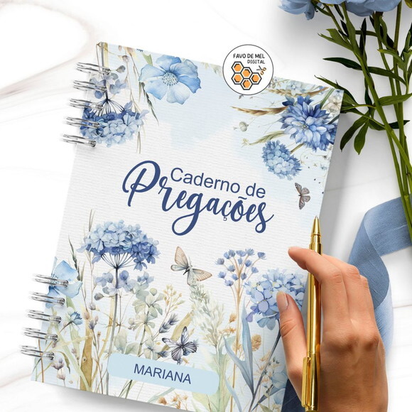 Arquivo Digital Encadernação Caderno de Pregações Azul