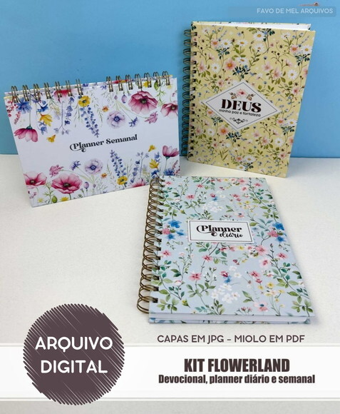 Arquivo Digital Encadernação Devocional e Planner Flowerland