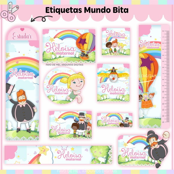 Arquivo Digital Etiqueta Escolar Mundo Bita Menina