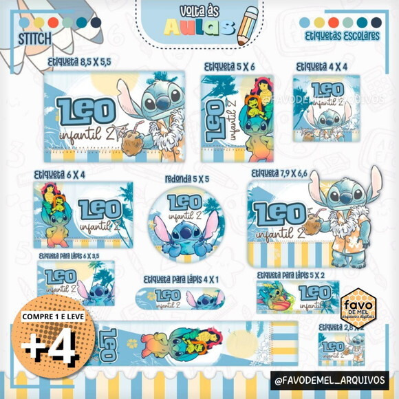Arquivo Digital Etiqueta Escolar Stitch Menino Png pdf