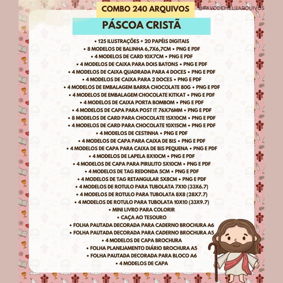 Arquivo Digital Páscoa Cristã 2025 - Combo Mimos e Elementos