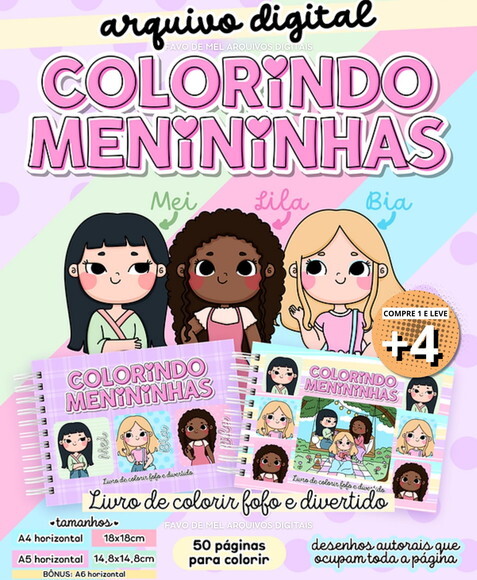 Arquivo Digital pdf Livro de Colorir - Colorindo Menininhas