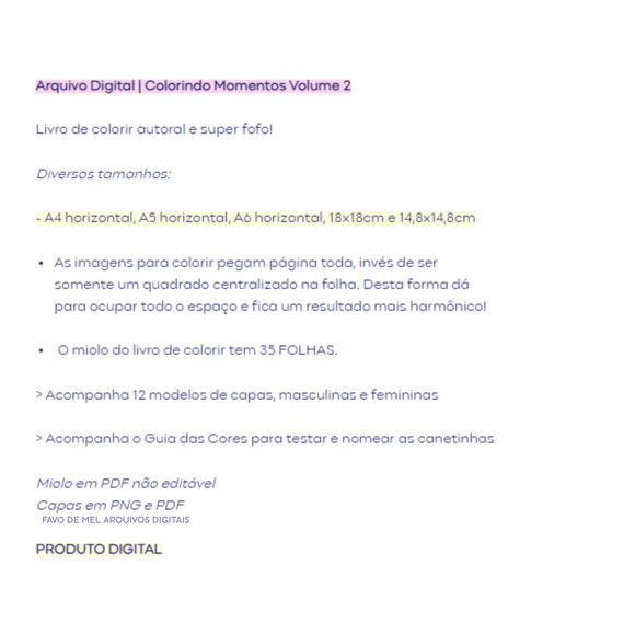 Arquivo Digital pdf Livro de Colorir - Colorindo Momentos 2