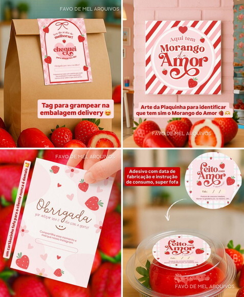 Arquivo Digital Png Morango do Amor para Embalagens