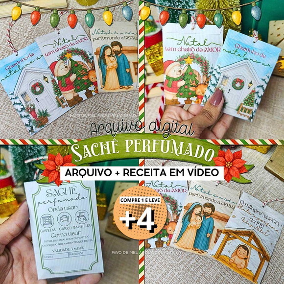 Arquivo Digital Sachê Perfumado Natal - Pronto para Imprimir