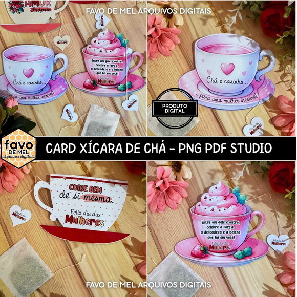 Arquivo Digital Xícara de Chá Dia da Mulher Png pdf Studio