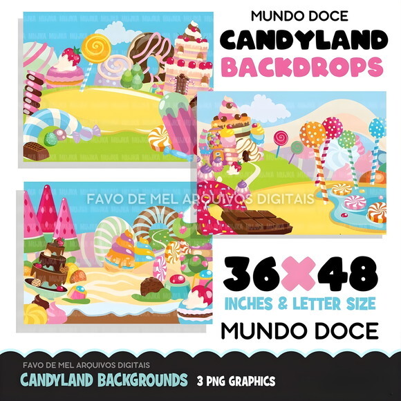 Arte Digital Png Mundo Doce Backdrop Candyland Painel