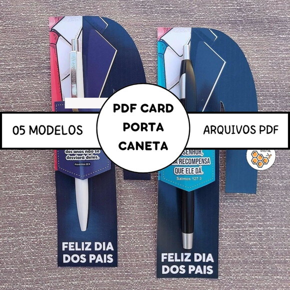 Arte Digital pdf Card Porta Caneta Dia dos Pais 2024