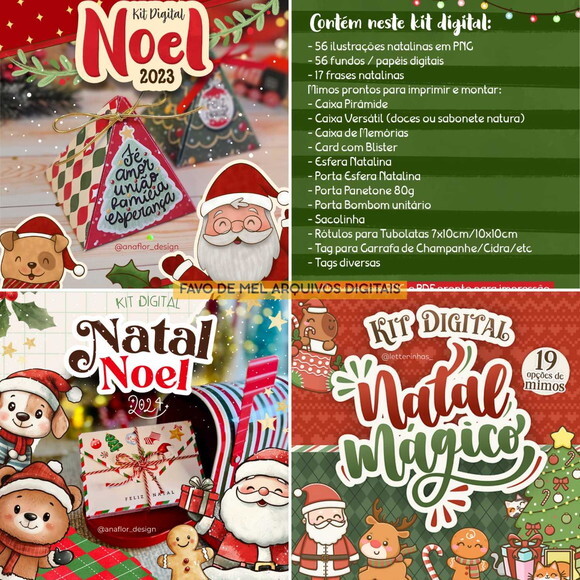 Combo 08 Kits Natal Elementos e Mimos para Imprimir