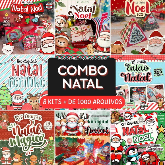 Combo 08 Kits Natal Elementos e Mimos para Imprimir