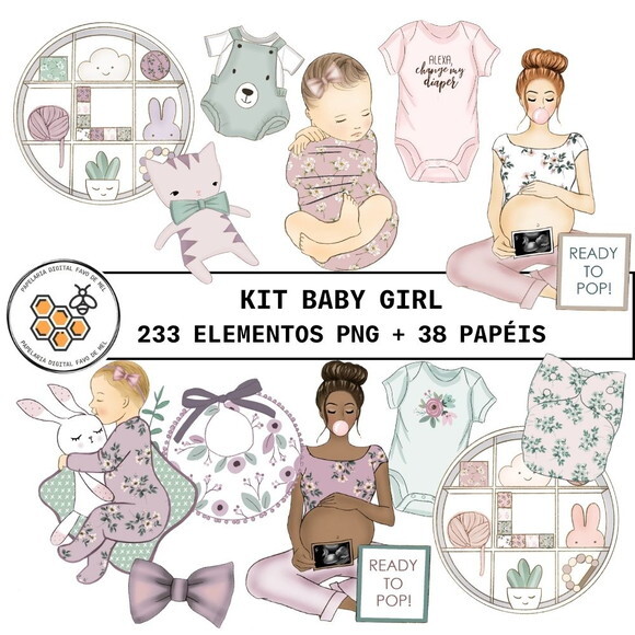 Combo Digital Baby Girl Bebê Menina - 10 Kits Digitais