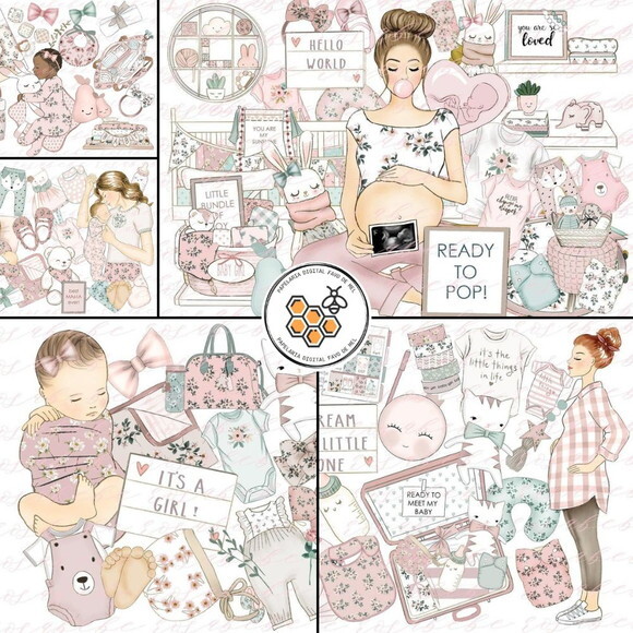 Combo Digital Baby Girl Bebê Menina - 10 Kits Digitais
