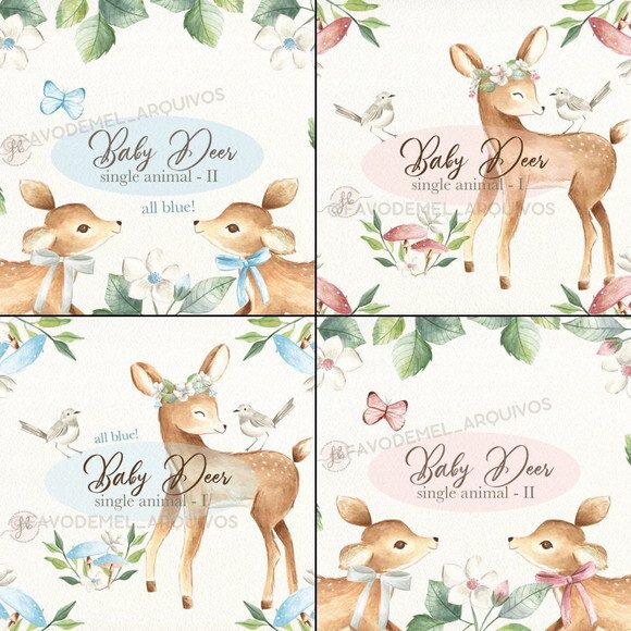 Combo Digital Bosque Aquarela 01 - Pack com 16 Kits Digitais