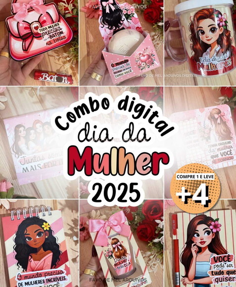 Combo Digital Dia da Mulher 2025 Mimos Prontos pdf Studio