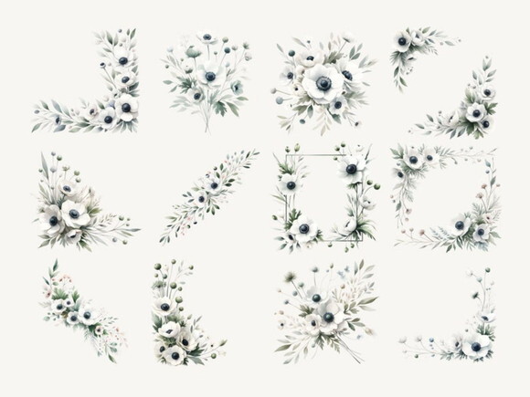 Combo Digital Floral Aquarela - 4 Kits