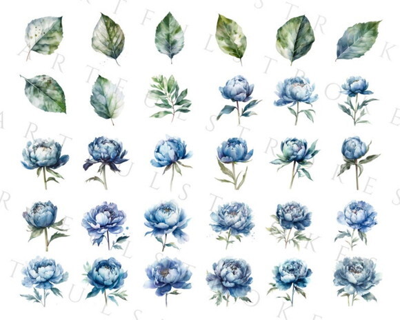 Combo Digital Floral Aquarela - 4 Kits 115 Png