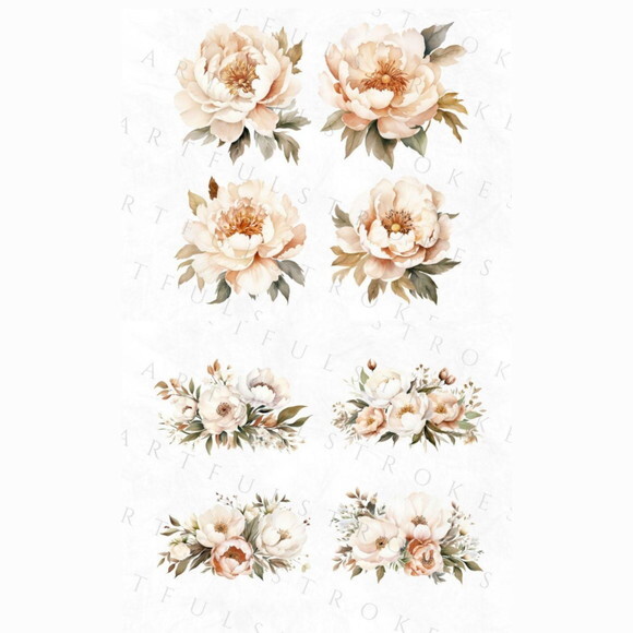Combo Digital Floral Aquarela - 4 Kits 115 Png