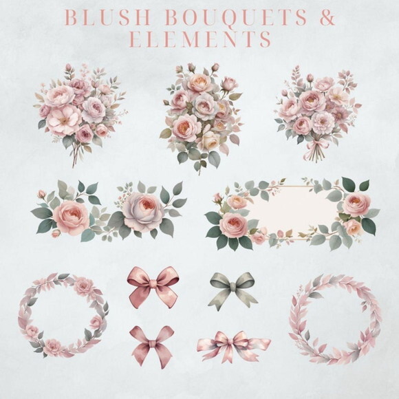 Combo Digital Floral Casamento Aquarela - 3 Kits (msp)