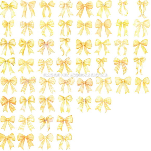 Combo Digital Ilustrações Laços Aquarela #02 - 04 Kits Png