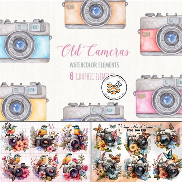Combo Kit Digital Câmeras Vintage