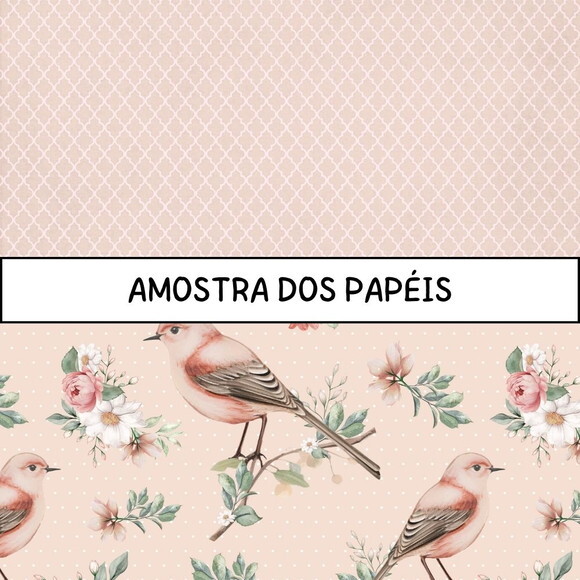 Combo Papéis Digitais Aconchego - 106 Papéis Floral Feminino
