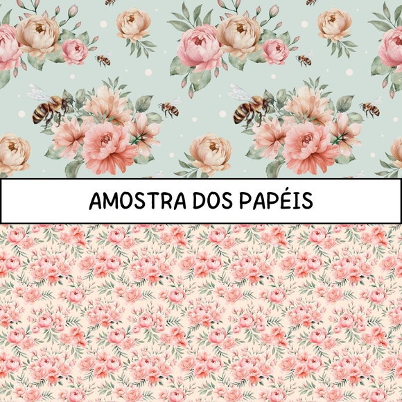 Combo Papéis Digitais Aconchego - 106 Papéis Floral Feminino