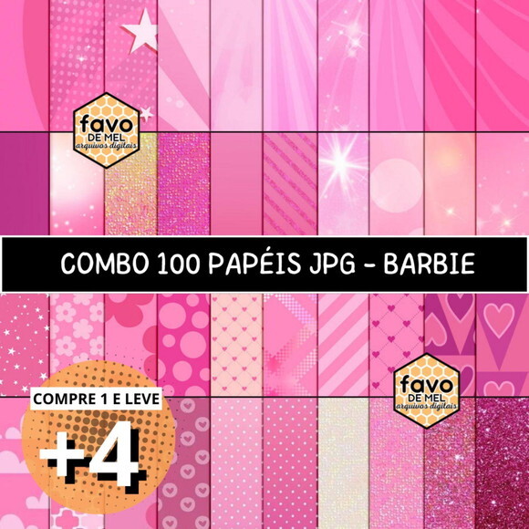 Combo Papéis Digitais Barbie - Pink World