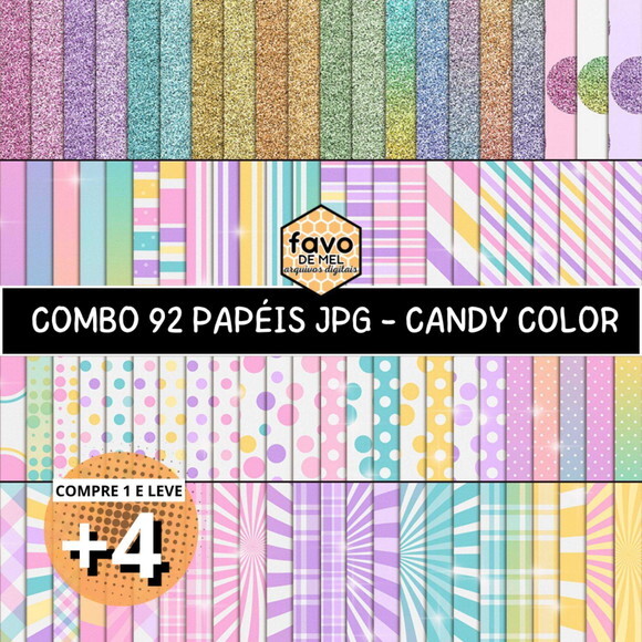 Combo Papéis Digitais Circo Candy Color - Tons Pastel