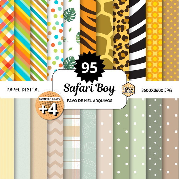 Combo Papéis Digitais Safari Jpg (pague 1 Leve +4)