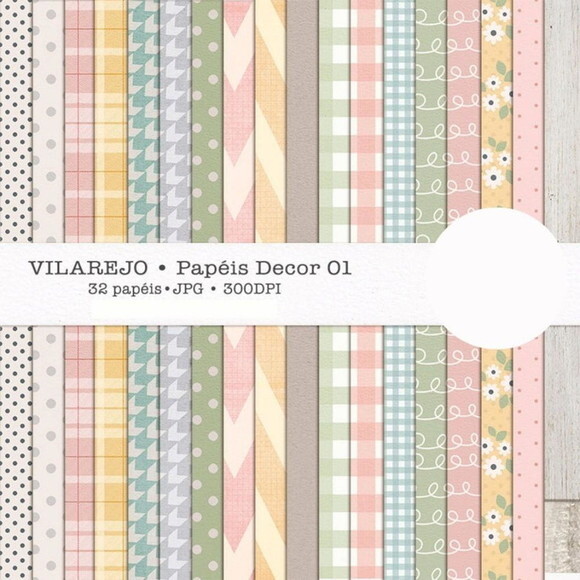 Combo Papéis Digitais Vilarejo - 127 Papéis Floral Feminino