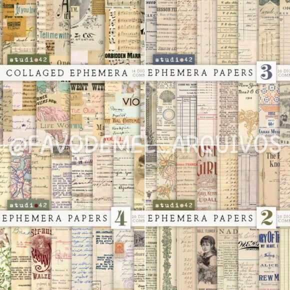 Combo Papéis Digitais Vintage 01 - 16 Kits 250 Papéis