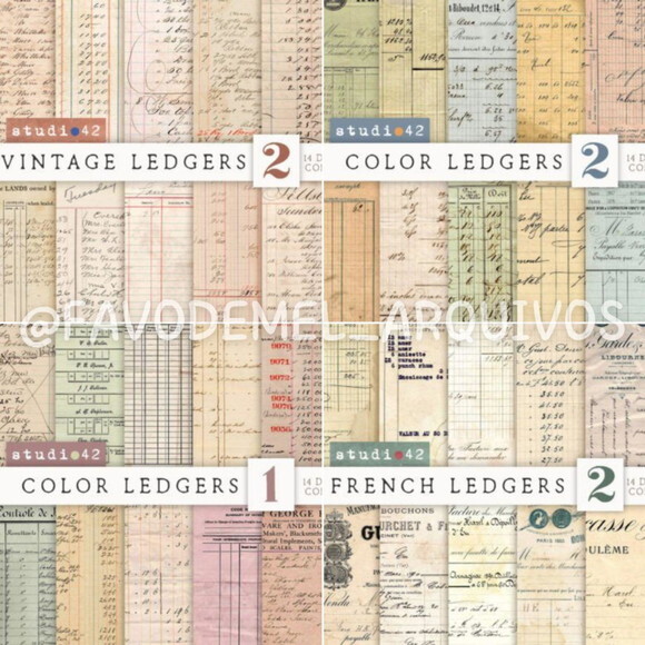Combo Papéis Digitais Vintage 01 - 16 Kits 250 Papéis